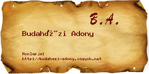 Budaházi Adony névjegykártya